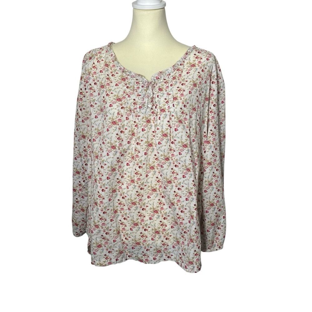 Bit & Bridle Floral Equestrian Cottagecore Pleated Ruffle Blouse Women's Size XL